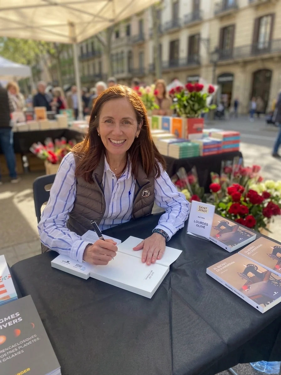 Lourdes Olivé en una firma de libros durante Sant Jordi